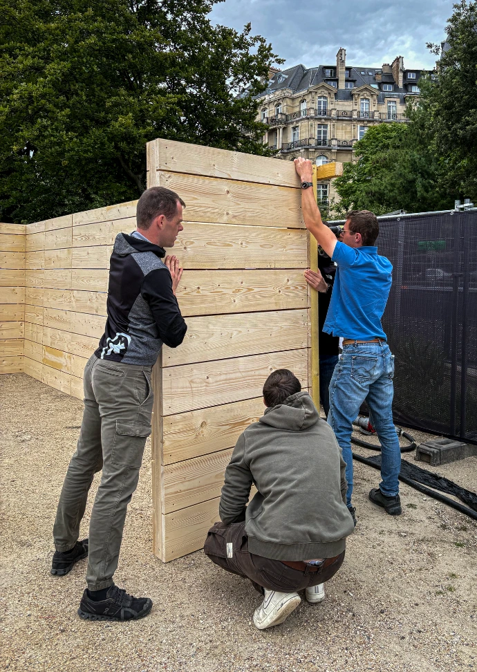 Installation du stand café à l'ADIDAS 10K Paris